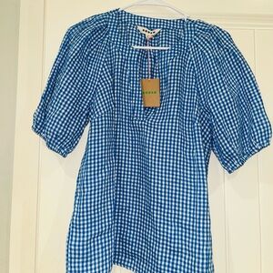 Boden Women's Blue Checkered Blouse